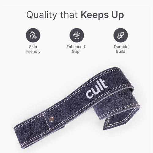 Cult Weightlifting Straps – Dual Layer Leather with Adjustable Loop & Padded Grip – Strong Support, Non-Slip, Durable Wrist Straps for Heavy Lifting, Powerlifting, Deadlifts, Gym Training – Blue - Image 4