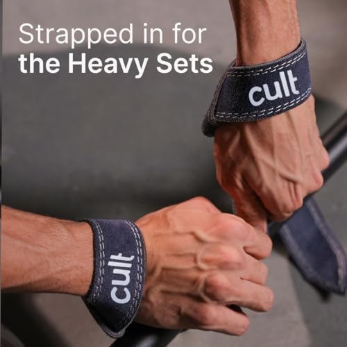 Cult Weightlifting Straps – Dual Layer Leather with Adjustable Loop & Padded Grip – Strong Support, Non-Slip, Durable Wrist Straps for Heavy Lifting, Powerlifting, Deadlifts, Gym Training – Blue - Image 3