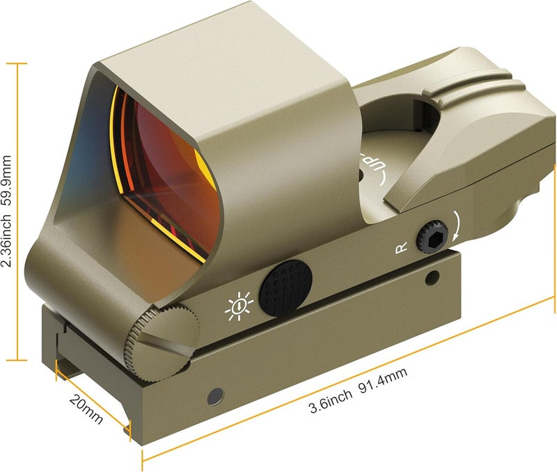 Feyachi Reflex Sight, Multiple Reticle System Red Dot Sight with Picatinny Rail Mount, Absolute Co-Witness - Image 3