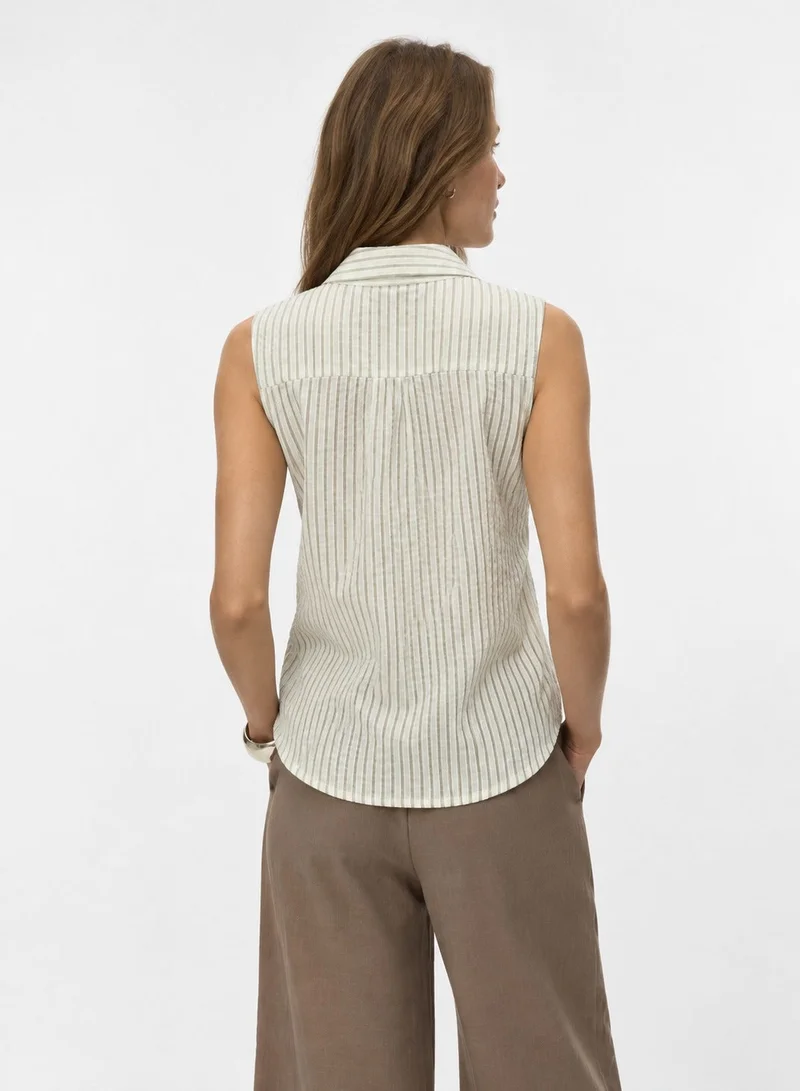 فيرو مودا Women's VMMICAH Sleeveless Shoulder Detail Shirt Top