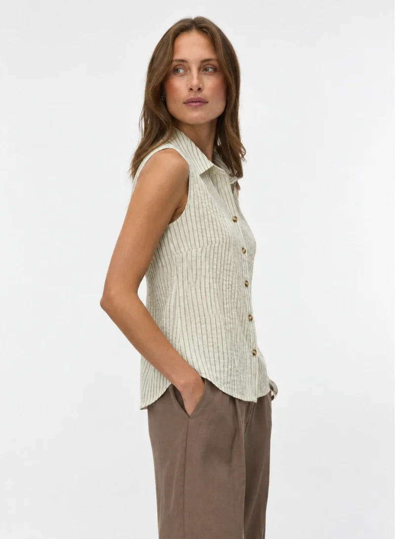 فيرو مودا Women's VMMICAH Sleeveless Shoulder Detail Shirt Top