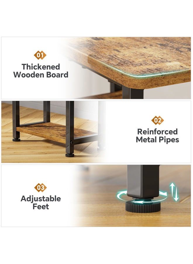 Simple Trending Side Table for Living Room, 3 Tiers End Table, Nightstand Sofa Couch Table TV Tray with Wide Storage Tabletop for Narrow Spaces, Rustic Brown - Image 5