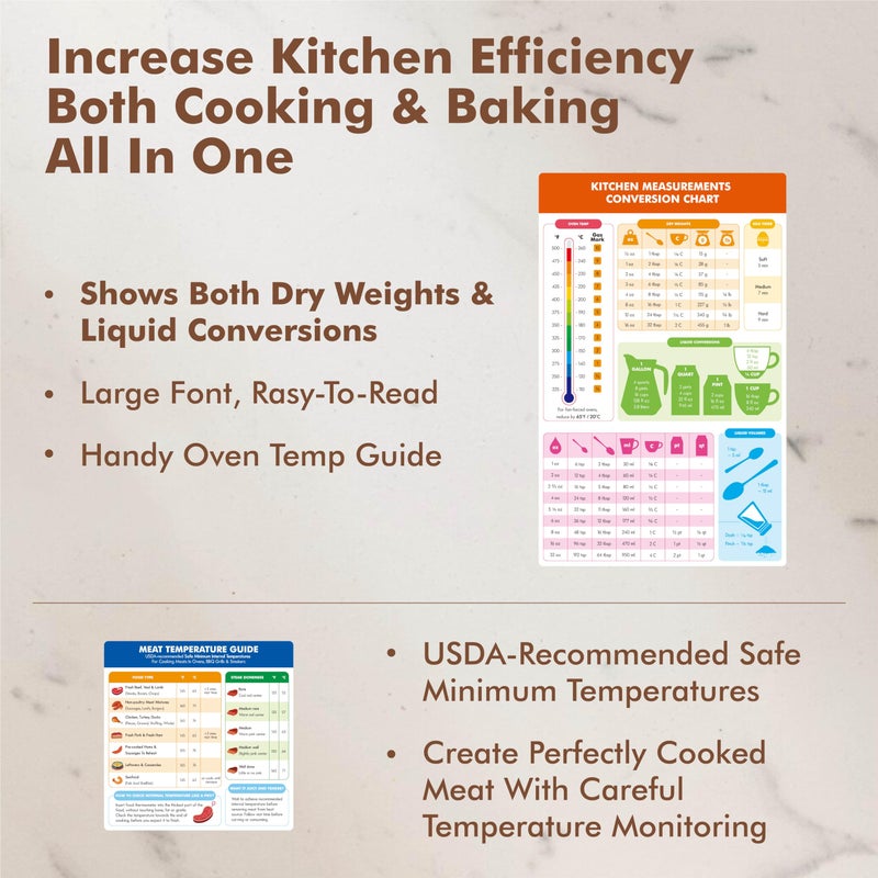 Gethelud Kitchen Conversion Chart, 2 Magnetic & 2 Sticky Removable Tear/Water Resistant Measurement Conversion Charts + 68 Waterproof Blank Labels, Imperial & Metric to Standard Conversion for Baking Supplies - Image 4