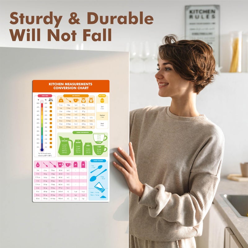 Gethelud Kitchen Conversion Chart, 2 Magnetic & 2 Sticky Removable Tear/Water Resistant Measurement Conversion Charts + 68 Waterproof Blank Labels, Imperial & Metric to Standard Conversion for Baking Supplies - Image 5