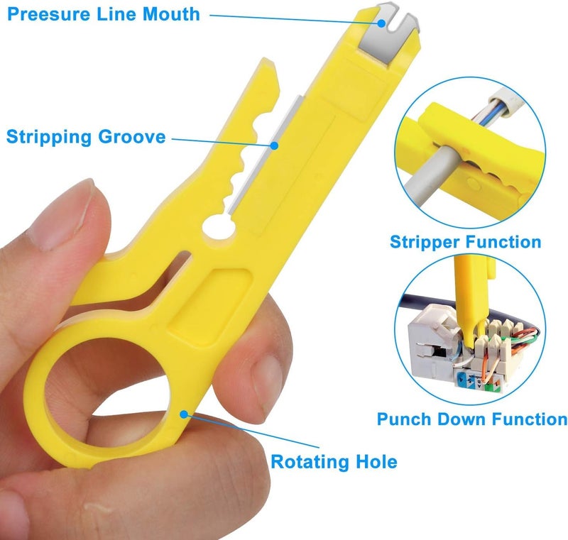 COOLCOLD Crimping Tool RJ45, Tools kit, Ethernet Crimp Set, RJ-11, 6P/RJ-12, 8P/RJ-45 Crimp, Cut and Strip with 50PCS rj45 Connectors, 50pc Boots,1 Lan Tester, 1 Wire Stripper and 1 Krone Tool - Image 4