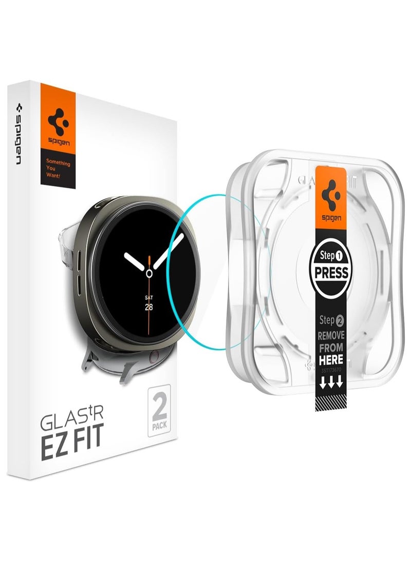 Spigen GLAStR EZ-Fit Samsung Galaxy Watch 8 (44mm) Screen Protector [2 PACK] Tempered Glass with Auto Align Install Kit