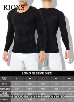 RIOXS Men Compression Shirt For Body Slimming,Body Shaper Sports Shapewear Top For Men,Long Sleeve Round Neck Slim Fit T-Shirt,Body Shaper Undershirt,Tummy Control Shapewear For Workout Fitness  - Image 5
