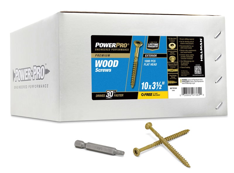 Power Pro Premium Exterior Wood Screws 10 x 312 Inch AllPurpose Deck Screws for Outdoor Projects T25 Star Bit Included Bronze 1000 Pieces 967781V4