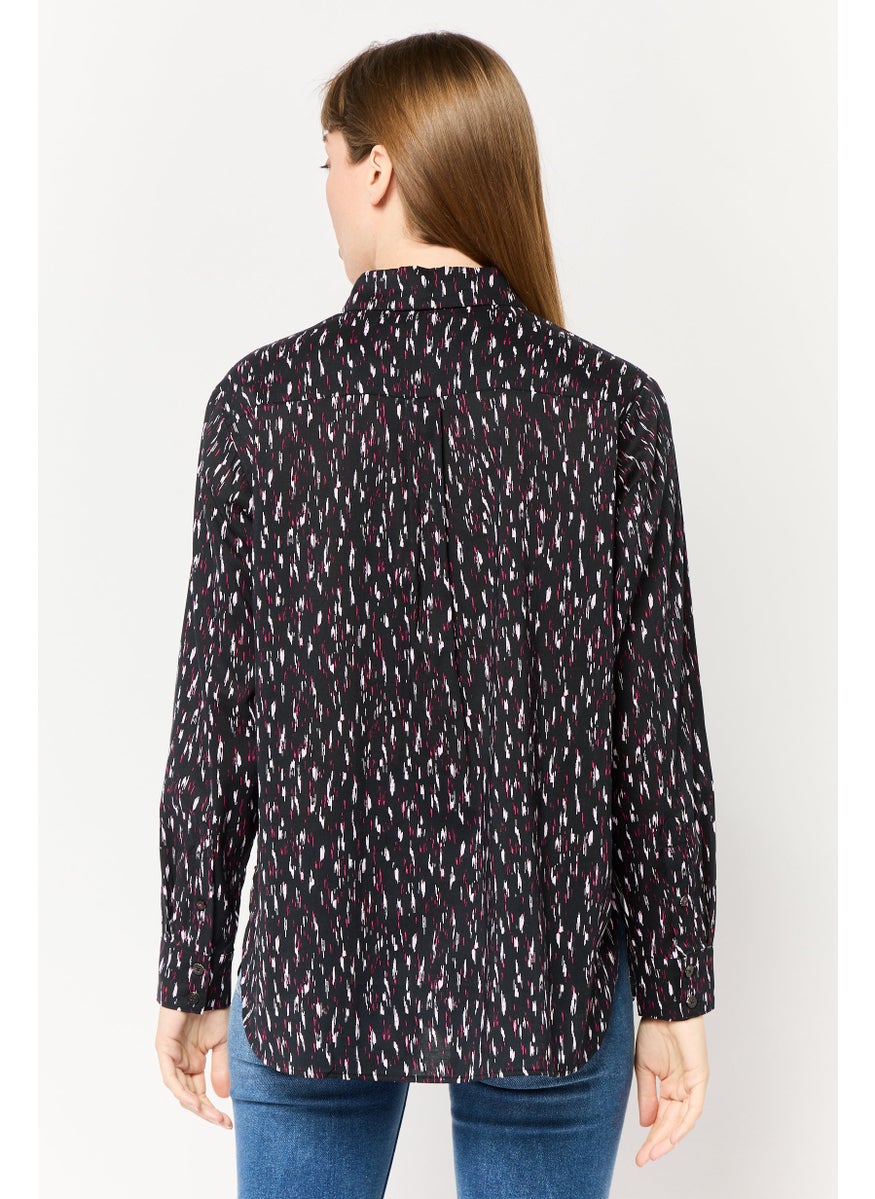 Scotch & Soda Women Spread Collar Long Sleeve Allover Print Shirt, Multicolor  - Image 4