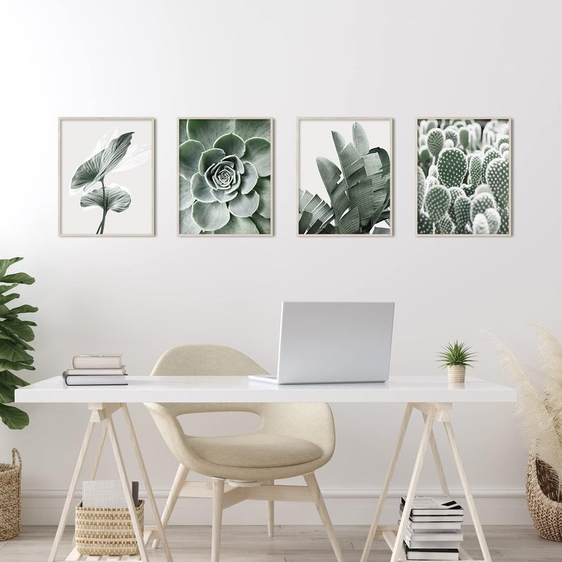 BPA Sage Green Room Decor Wall Art Prints Bathroom Decor Wall Art Motivational Wall Art Bedroom Boho Wall Decor Plant Leaves Set of 6 (8x10in Unframed, Sage Green) - Image 3