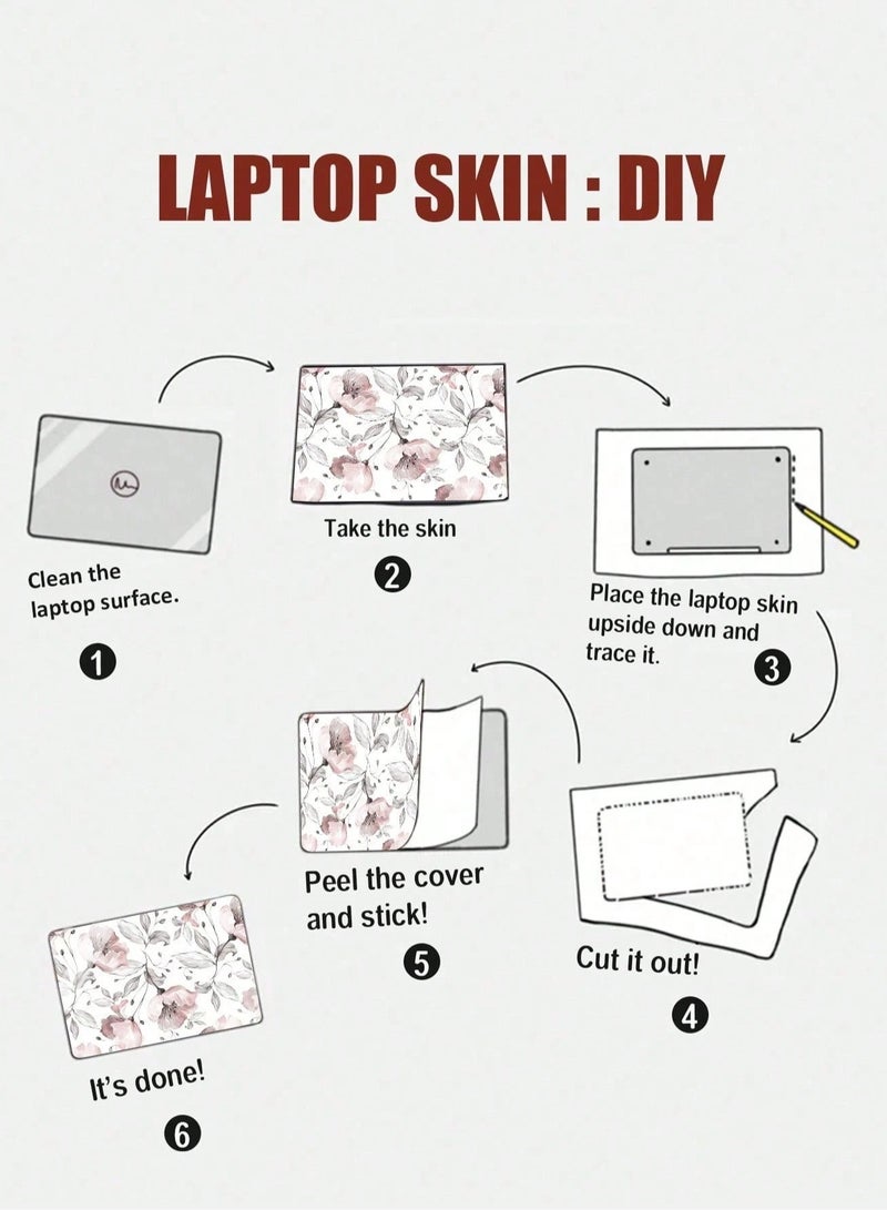 15 inch laptop sticker with floral pattern, one piece for a unique style that can be used on the keyboard or the back screen of the laptop  - Image 4