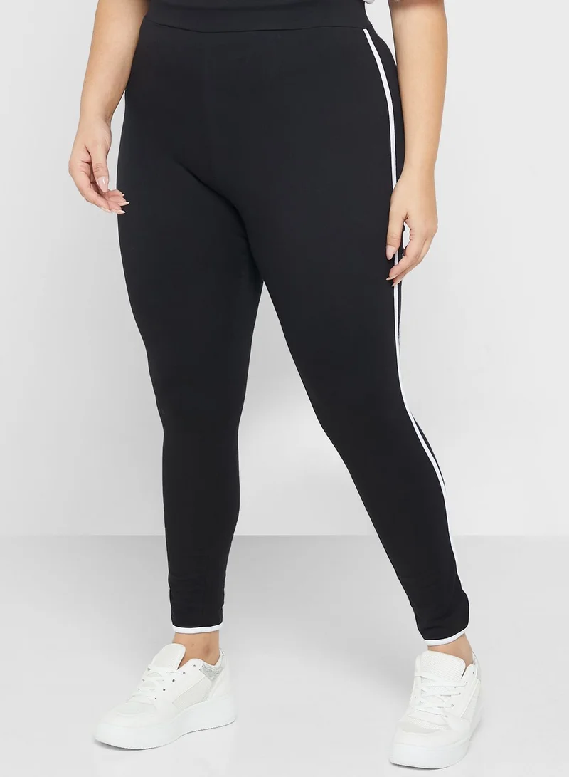 Ginger Plus Contrast Side Panelled Leggings