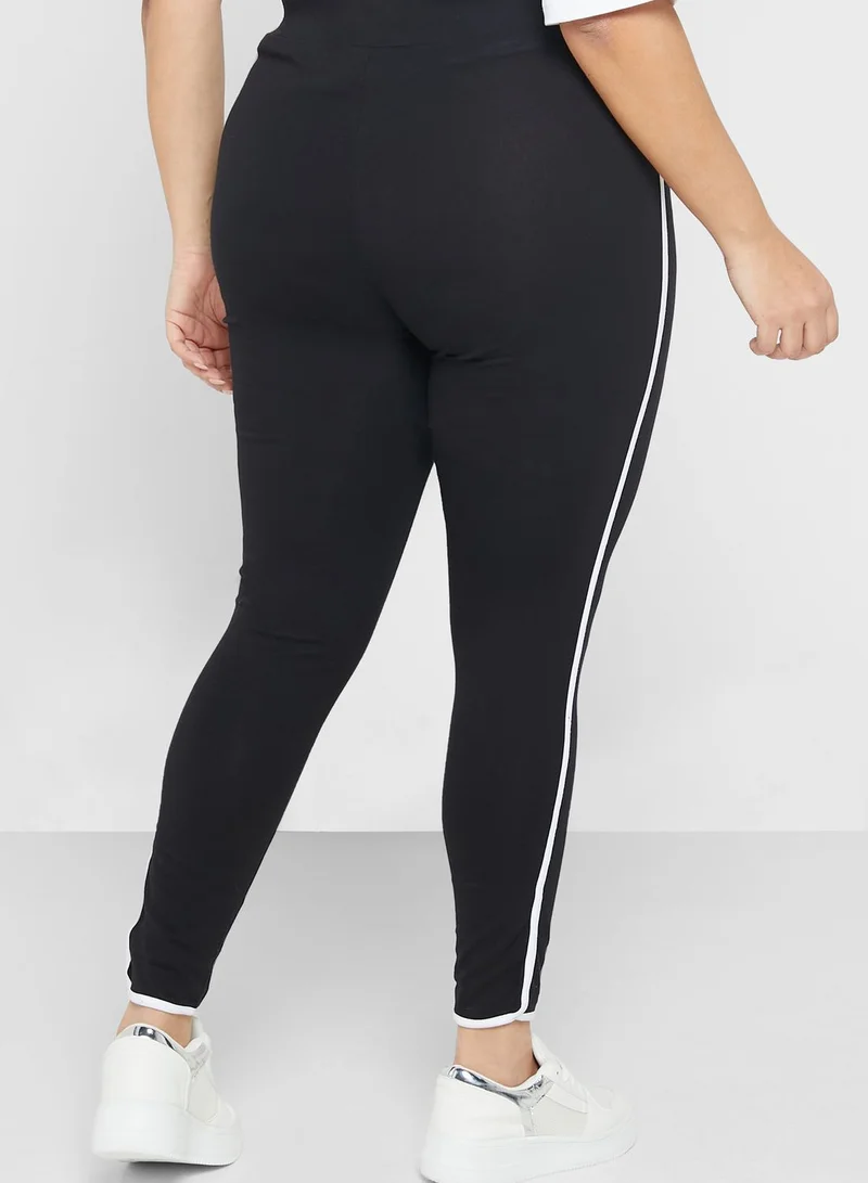 Ginger Plus Contrast Side Panelled Leggings