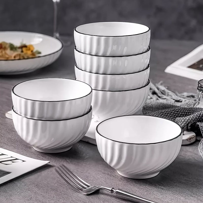 مجموعة مكونة من 4 أطباق أرز سيراميكية مصنوعة يدويًا على الطراز الياباني، أطباق حلوى وشوربة بتقنية الألوان تحت التزجيج، مقاس 4.5 بوصة، آمنة للاستخدام في غسالة الأطباق والميكروويف، مناسبة لمطبخ العائلة. - Image 2