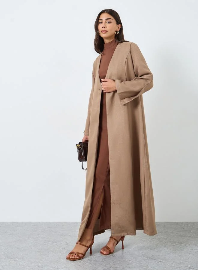 Amirah Amirah Brown Tweed Look Abaya with Single Button