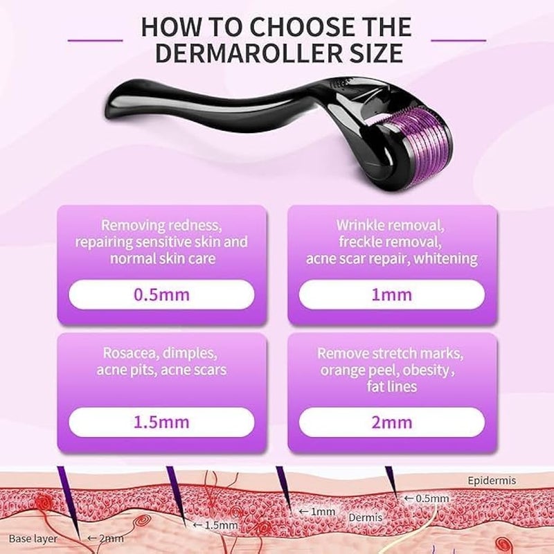 Derma Roller Needles 540 Titanium Microneedle Roller for Face Skin Rejuvenation Anti-Wrinkle Anti-Aging Skin Rejuvenation Hair Loss Acne Scars Stretch Marks, Multicolor (1) - Image 5