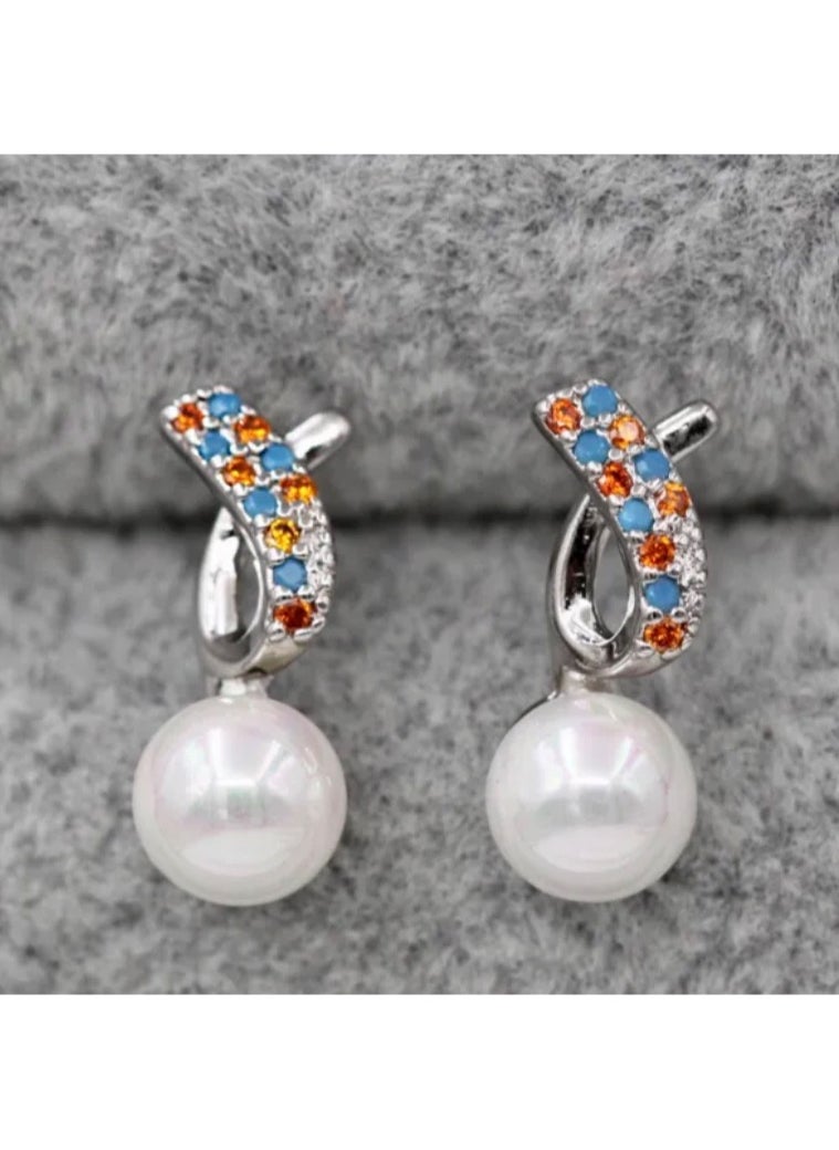 NOON'S UP - 18K White Gold Plated Earrings - Image 1