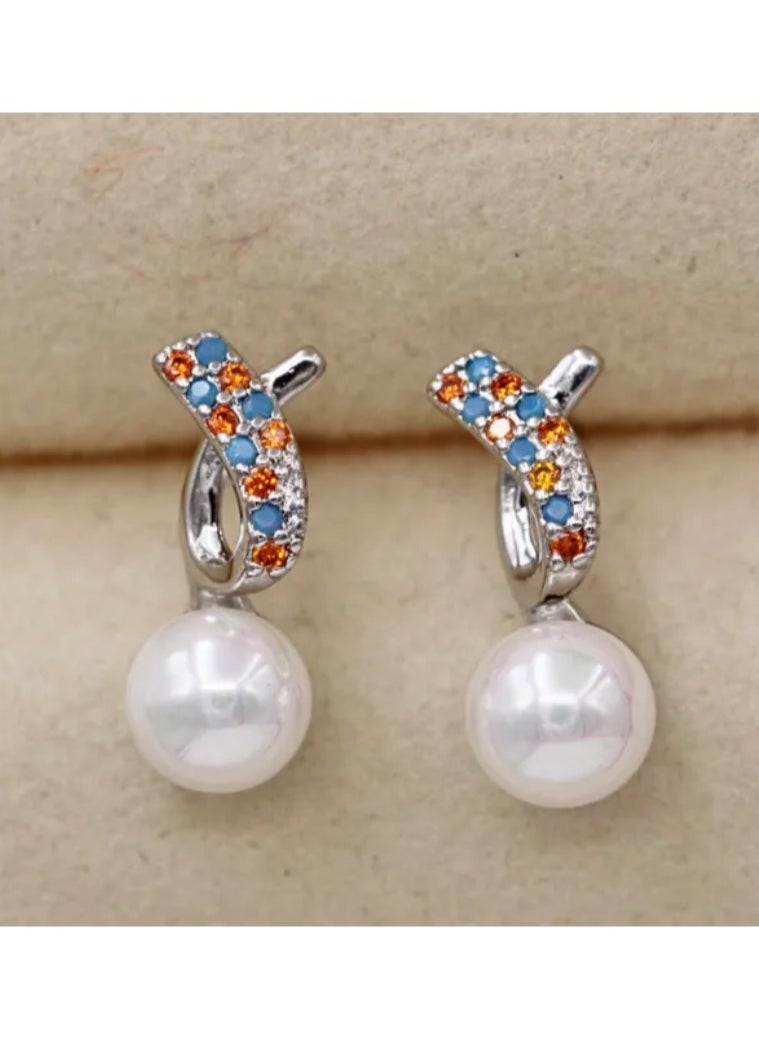 NOON'S UP - 18K White Gold Plated Earrings - Image 1