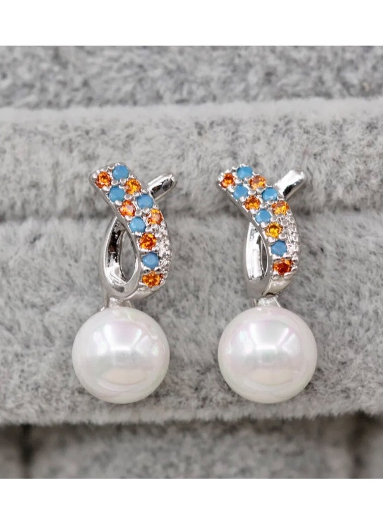NOON'S UP - 18K White Gold Plated Earrings - Image 1