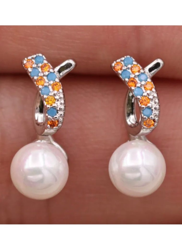 NOON'S UP - 18K White Gold Plated Earrings - Image 1