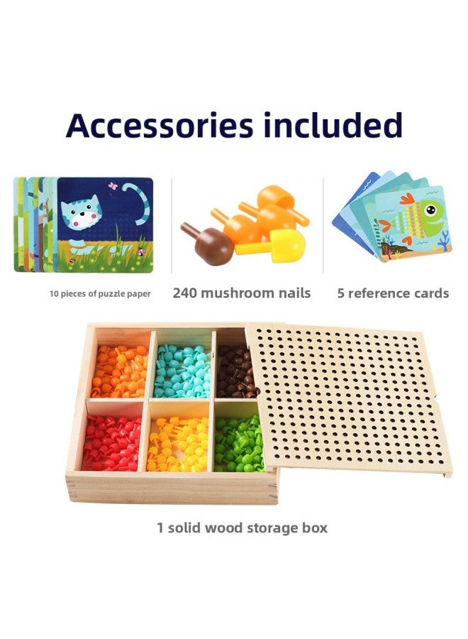 Wooden Mushroom Nail Creative Puzzle Children's Early Education Intellectual Exercise Combination Puzzle Board Toy-Color:Ocean Style - Image 4
