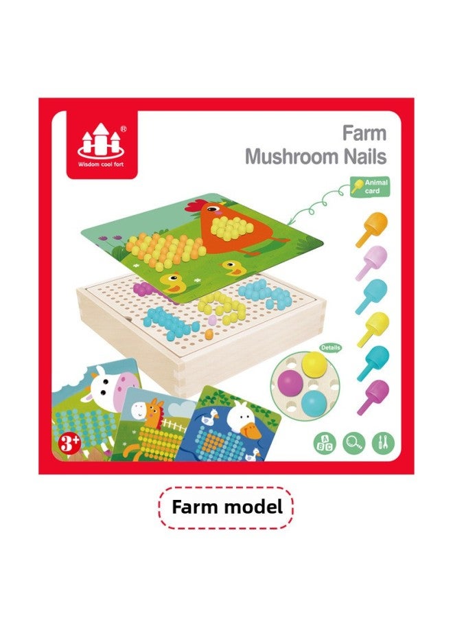 Wooden Mushroom Nail Creative Puzzle Children's Early Education Intellectual Exercise Combination Puzzle Board Toy-Color:Ocean Style - Image 2