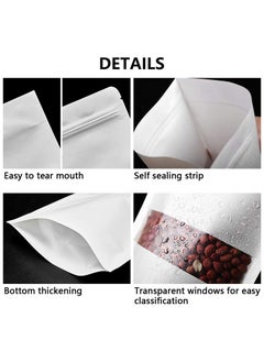 Generic White Kraft Stand Up Pouch Bags 20*30cm 50 Pack Reusable Zip Lock Paper Pouches with Matte Window and Tear-away Notch for Multi-purpose Storage  - Image 4