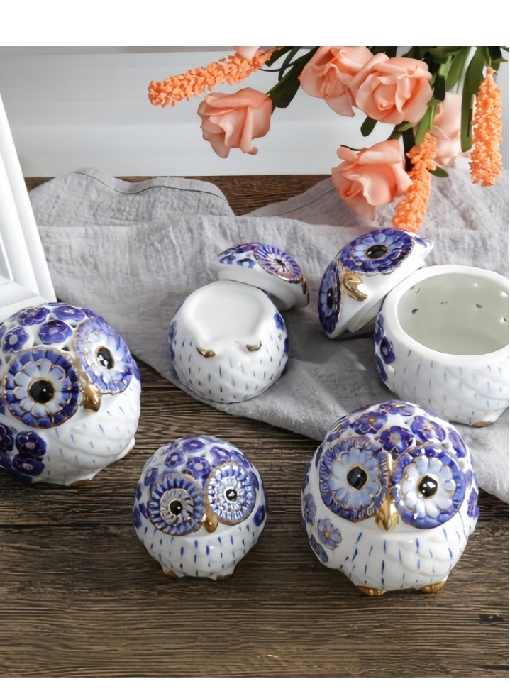 Colorful Ceramic Owl Aromatherapy and Jewelry Box 