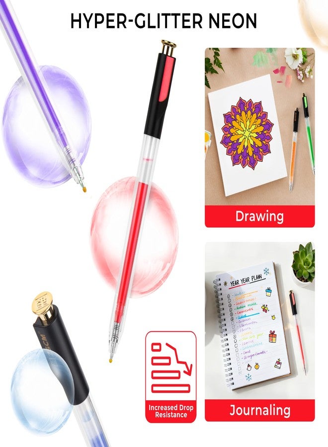 ZSCM Retractable Neon Gel Pens, 7 Colors Large Capacity Ultra Fluorescent Gel Ink Pens for Adult Coloring, 1.0 mm Fine Point Smooth Writing Color Pen for Highlighting Note Taking Aesthetic Art Supplies - Image 5
