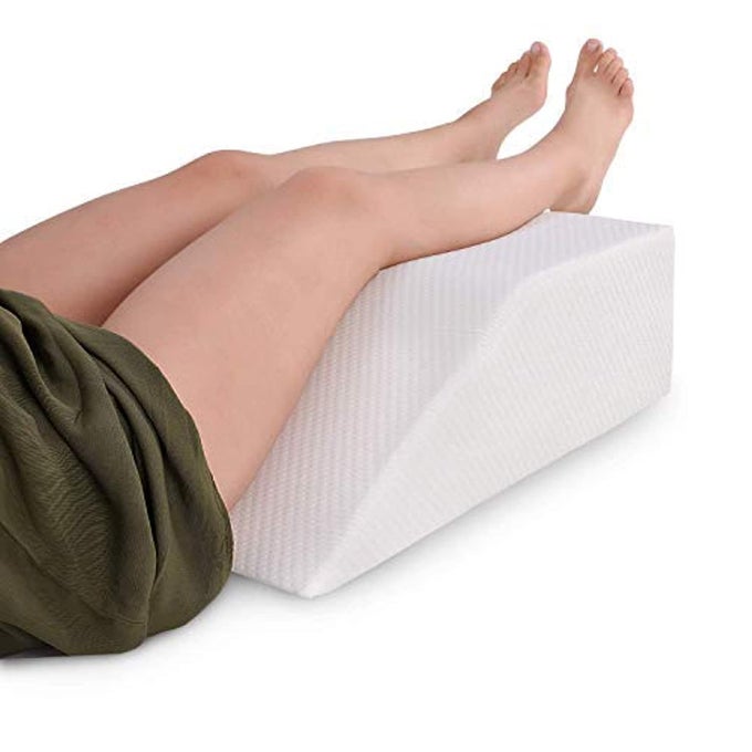 LARGE SIZE ORTHOPEDIC BED WEDGE ELEVATED LEG PILLOW FOAM WEDGE FOR LEG ELEVATION REDUCES BACK PAIN IMPROVES BLOOD CIRCULATION FIRM SUPPORTIVE ZIPPER WASHABLE COVER