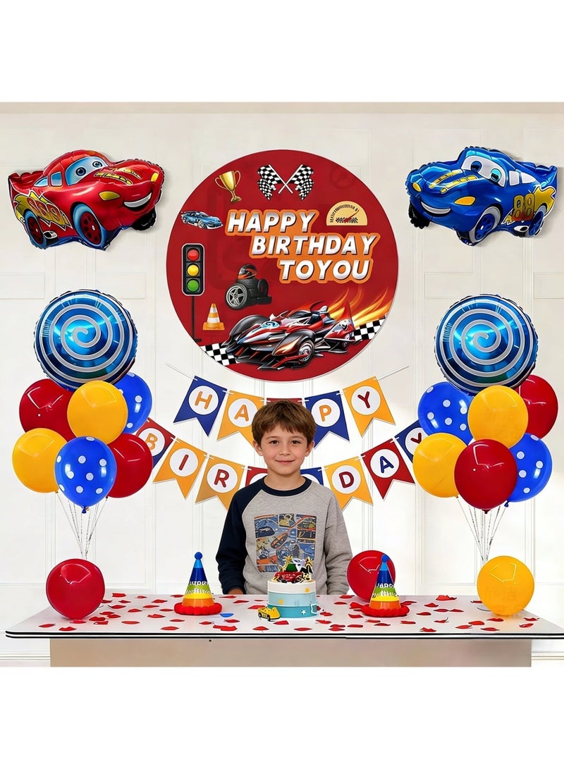 Race Car Birthday Balloon Set, Boys Racing Theme Happy Birthday Party Decoration Kit - Image 5