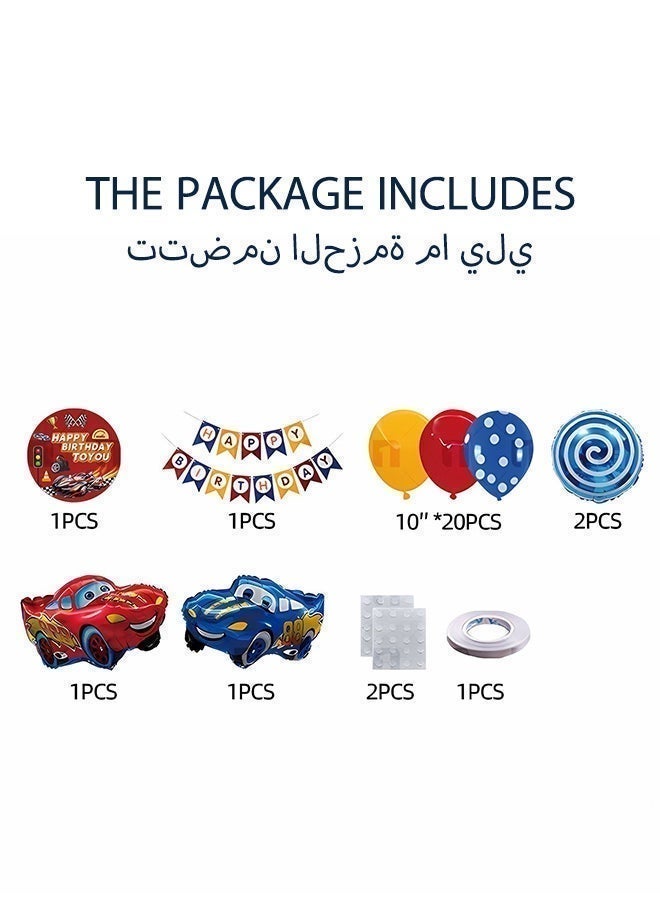 Race Car Birthday Balloon Set, Boys Racing Theme Happy Birthday Party Decoration Kit - Image 4