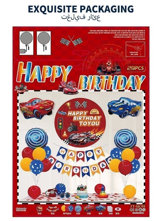 Race Car Birthday Balloon Set, Boys Racing Theme Happy Birthday Party Decoration Kit - Image 3
