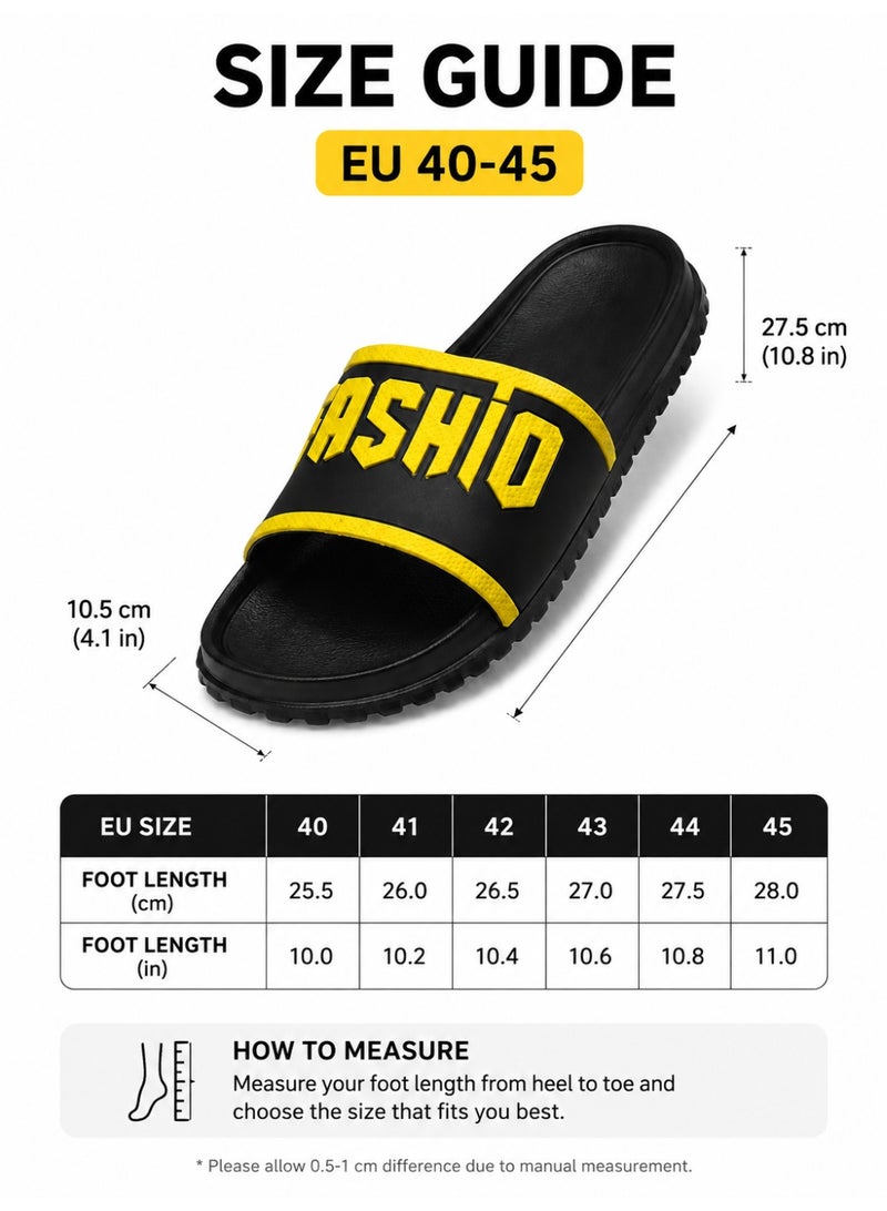 Men's Slide Sandals Black Casual Slippers Comfortable Summer Shoes with Anti Slip Sole Lightweight Open Toe Indoor Outdoor Pool Beach Shower Slides for Men EU 40-45 - Image 5