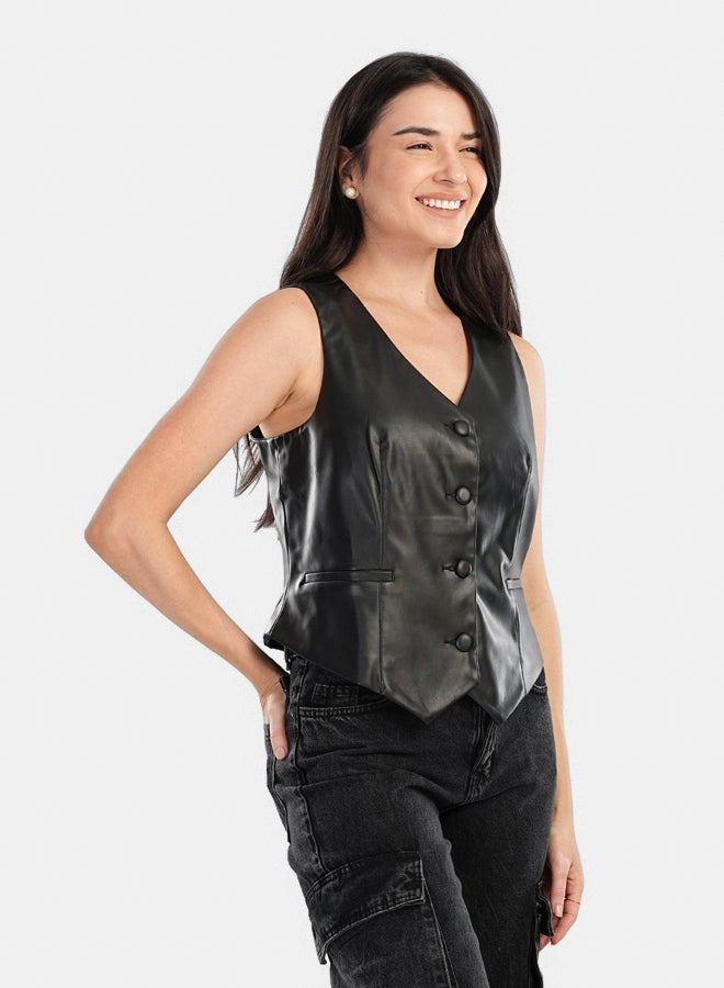 Black Leather Vest