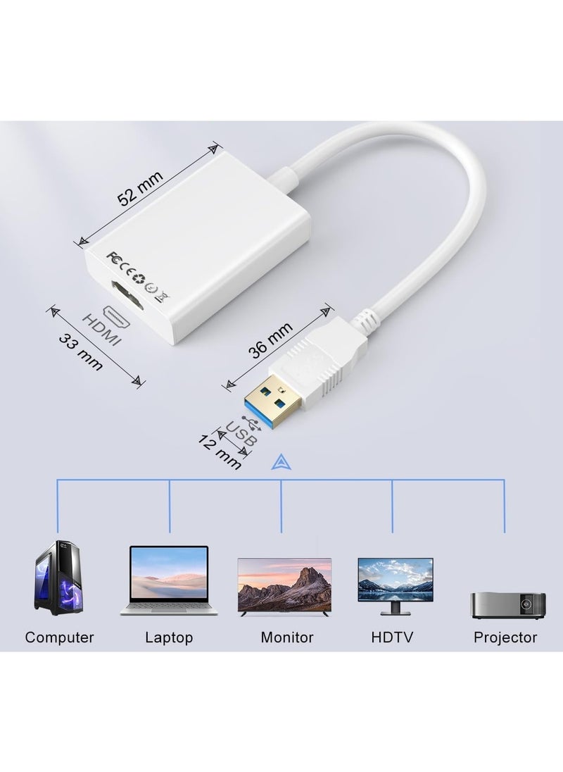 ماركة غير محددة محول USB 3.0 إلى HDMI – كابل تحويل فيديو وصوت بدقة Full HD 1080 بكسل، متوافق مع أجهزة ويندوز وأندرويد  - Image 2