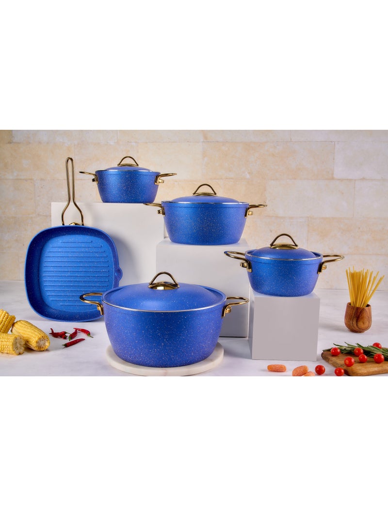 NOUVAL - Vision Set of 14 pots 18.20.24.28 + grill 28 + distribution set of 5 pieces blue - Image 1