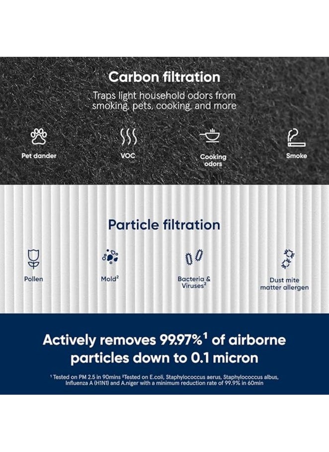 Blueair Particle + Carbon Filter | Replacement Filter for Blue 3210/411/Joy S models, Removes 99.97% of Airborne Particles, Odor, Smoke, Easy Replacement, 6-12 months of use - White - 1pc  - Image 2