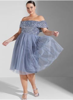 Bardot Sequin Detail Pleated Dress