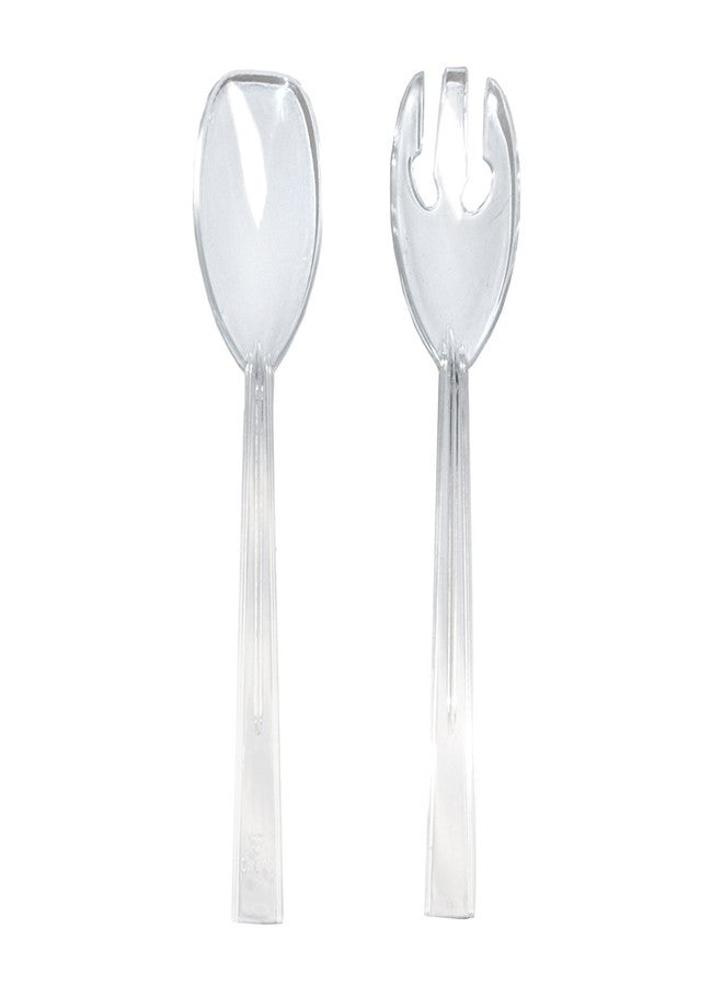 Party Essentials أدوات الحفلات N9421 مجموعة من الشوك والملاعق البلاستيكية، بطول 9-1/2"، شفافة (علبة تحتوي على 48 قطعة) - Image 1
