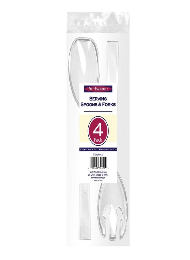 Party Essentials أدوات الحفلات N9421 مجموعة من الشوك والملاعق البلاستيكية، بطول 9-1/2"، شفافة (علبة تحتوي على 48 قطعة) - Image 2