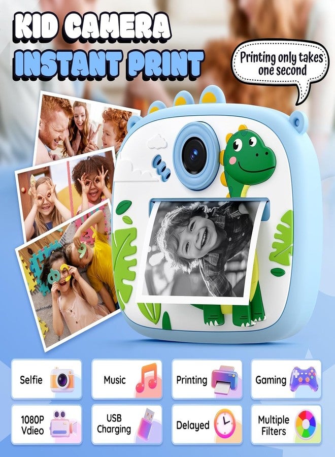 Drumstone (𝟏𝟓 𝐘𝐞𝐚𝐫𝐬 𝐰𝐚𝐫𝐫𝐚𝐧𝐭𝐲) Kids Instant Print Camera Toy with HD Photo & Video, Mini Digital Camera with Games, Fun Filters & Stickers,for Boys & Girls - Image 2
