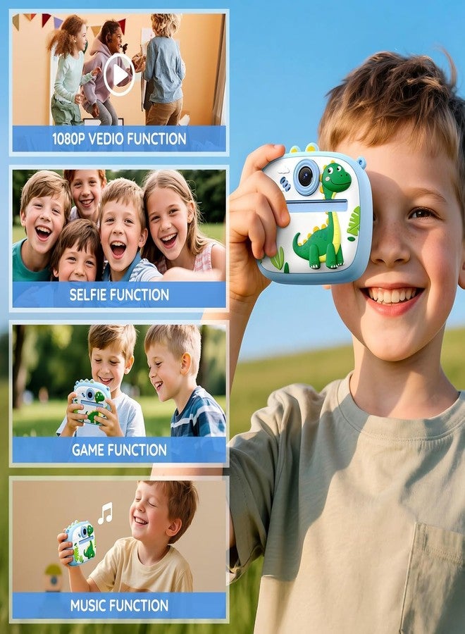 Drumstone (𝟏𝟓 𝐘𝐞𝐚𝐫𝐬 𝐰𝐚𝐫𝐫𝐚𝐧𝐭𝐲) Kids Instant Print Camera Toy with HD Photo & Video, Mini Digital Camera with Games, Fun Filters & Stickers,for Boys & Girls - Image 3