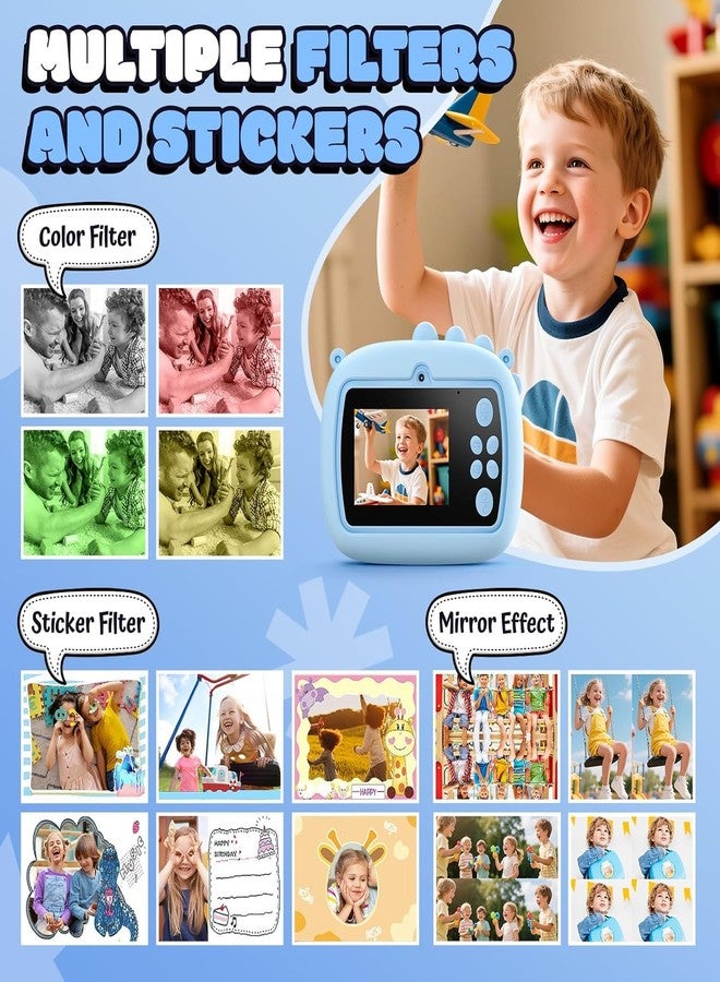 Drumstone (𝟏𝟓 𝐘𝐞𝐚𝐫𝐬 𝐰𝐚𝐫𝐫𝐚𝐧𝐭𝐲) Kids Instant Print Camera Toy with HD Photo & Video, Mini Digital Camera with Games, Fun Filters & Stickers,for Boys & Girls - Image 4