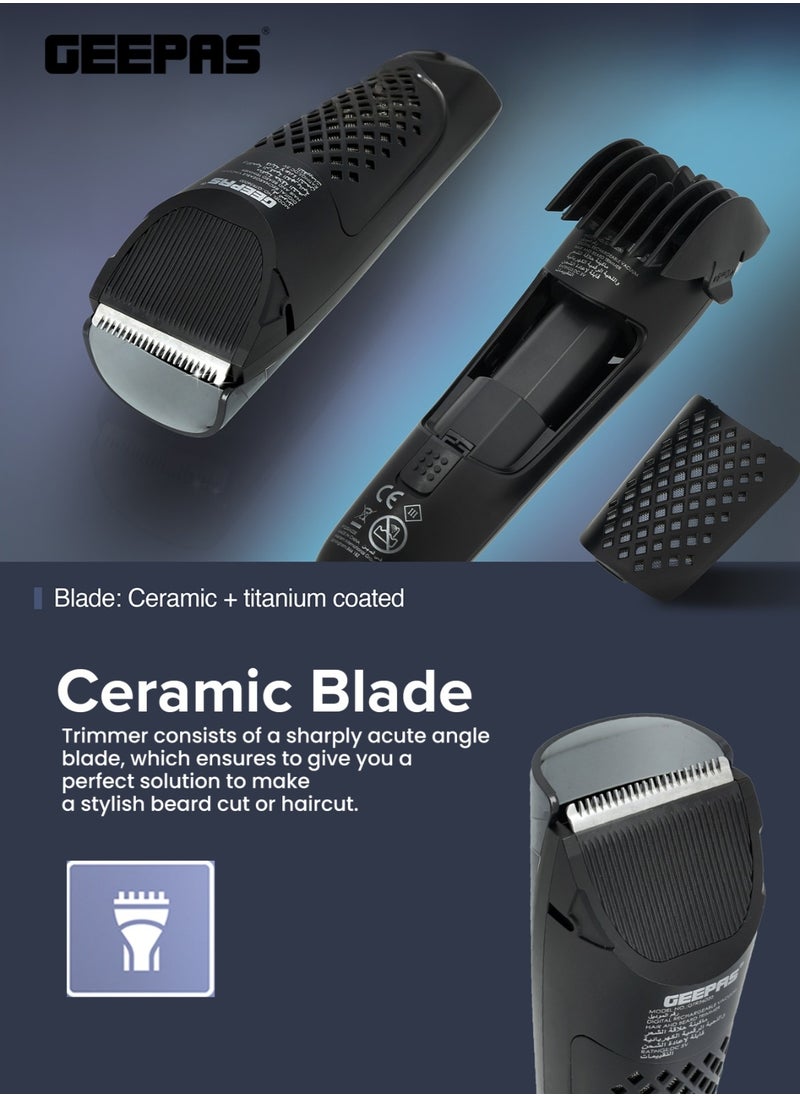 GEEPAS - Professional Digital Hair & Beard Trimmer with Vacuum Suction | Rechargeable, Ceramic Titanium Blades, Li-Ion Battery & 4 Cutting Lengths - Image 1