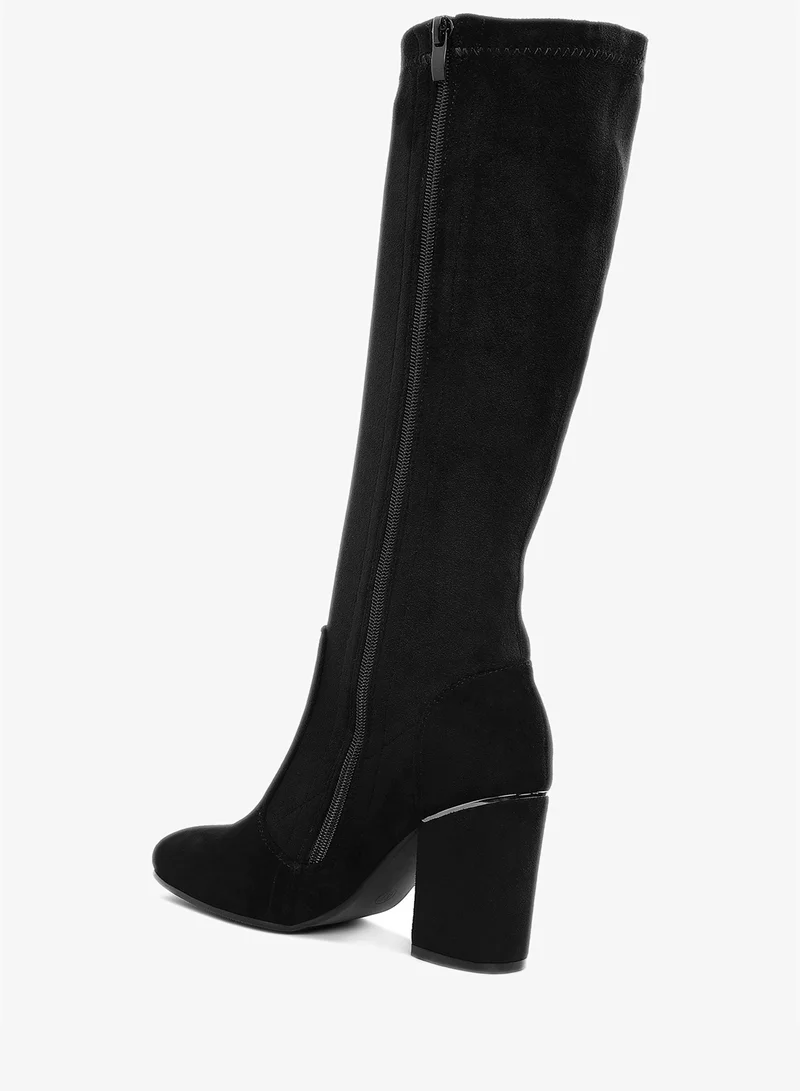 London Rag Black Microfiber Calf Boots in Black for Women | Best Price UAE