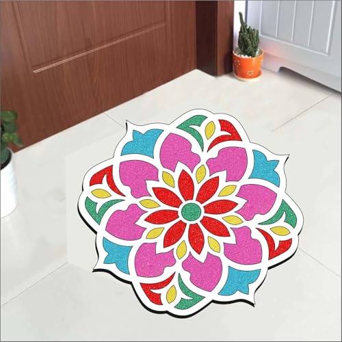 Picrazee Double Layer Rangoli Stencil Mat, Tool Kit, Rangoli for Diwali Decor, Reusable Island Portable, Diwali Decoration Item for Home Office (11.7 inch) (D3) - Image 2