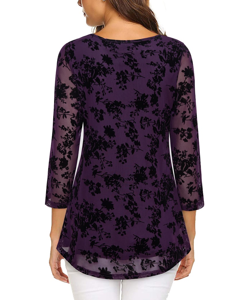 VALOLIA Blouses for Women Fashion 2025, Womens Tops for Work Business Casual Clothing Spring Summer Tops for Women 2025 Trendy Sheer Sleeve Dressy Office Wear DVT Large - Image 2