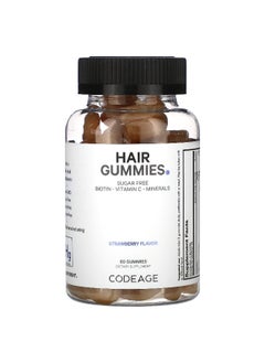 Codeage, Hair Gummies, Sugar Free, Strawberry, 60 Gummies