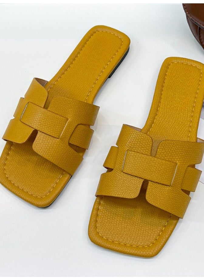 Rup Art PU Leather Female Fancy Solid Color Women Slippers Girls  - Image 5